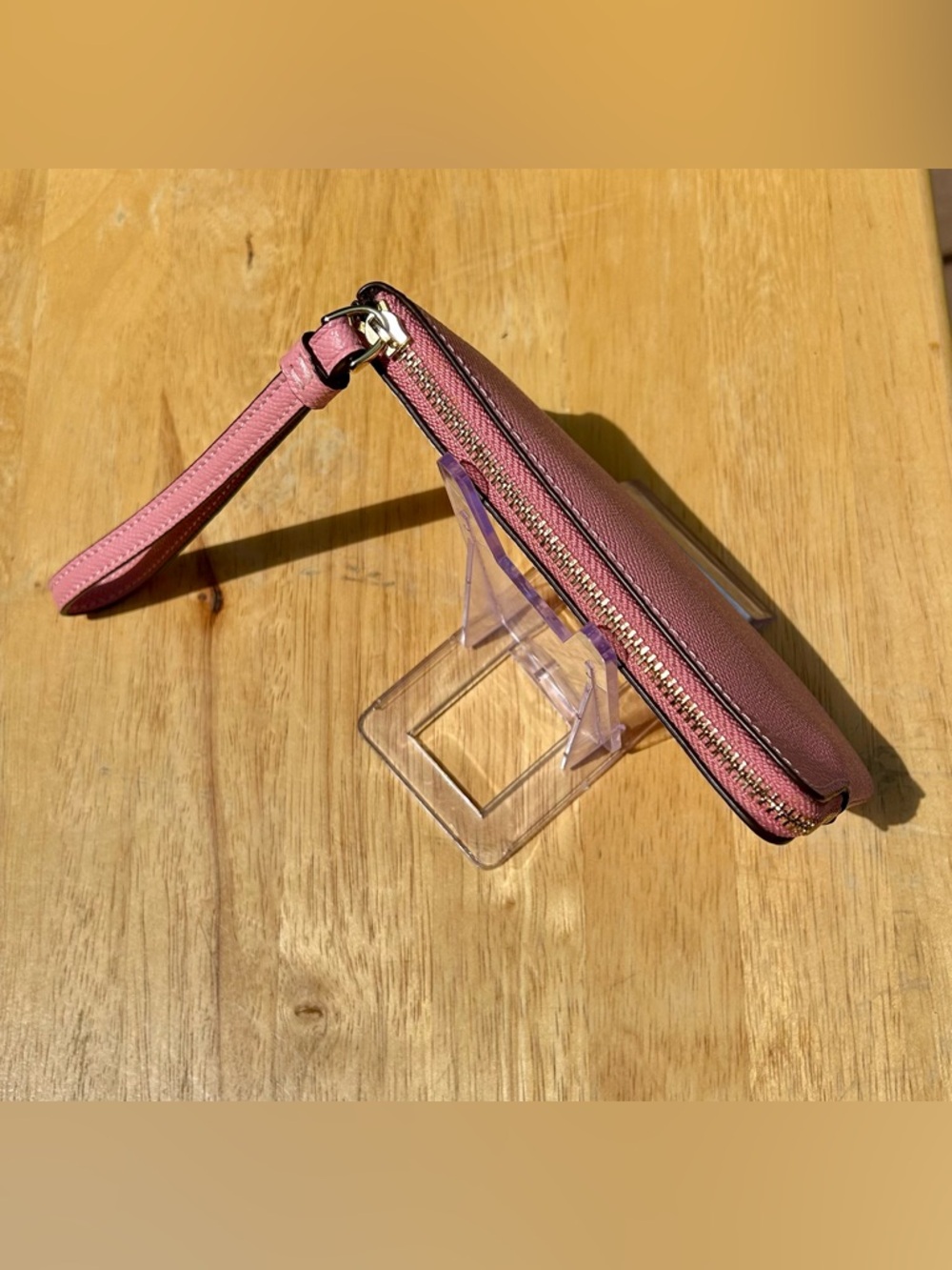 Coach Bubblegum Pink Leather Wristlet Corner Zip NWT - Picture 6 of 16